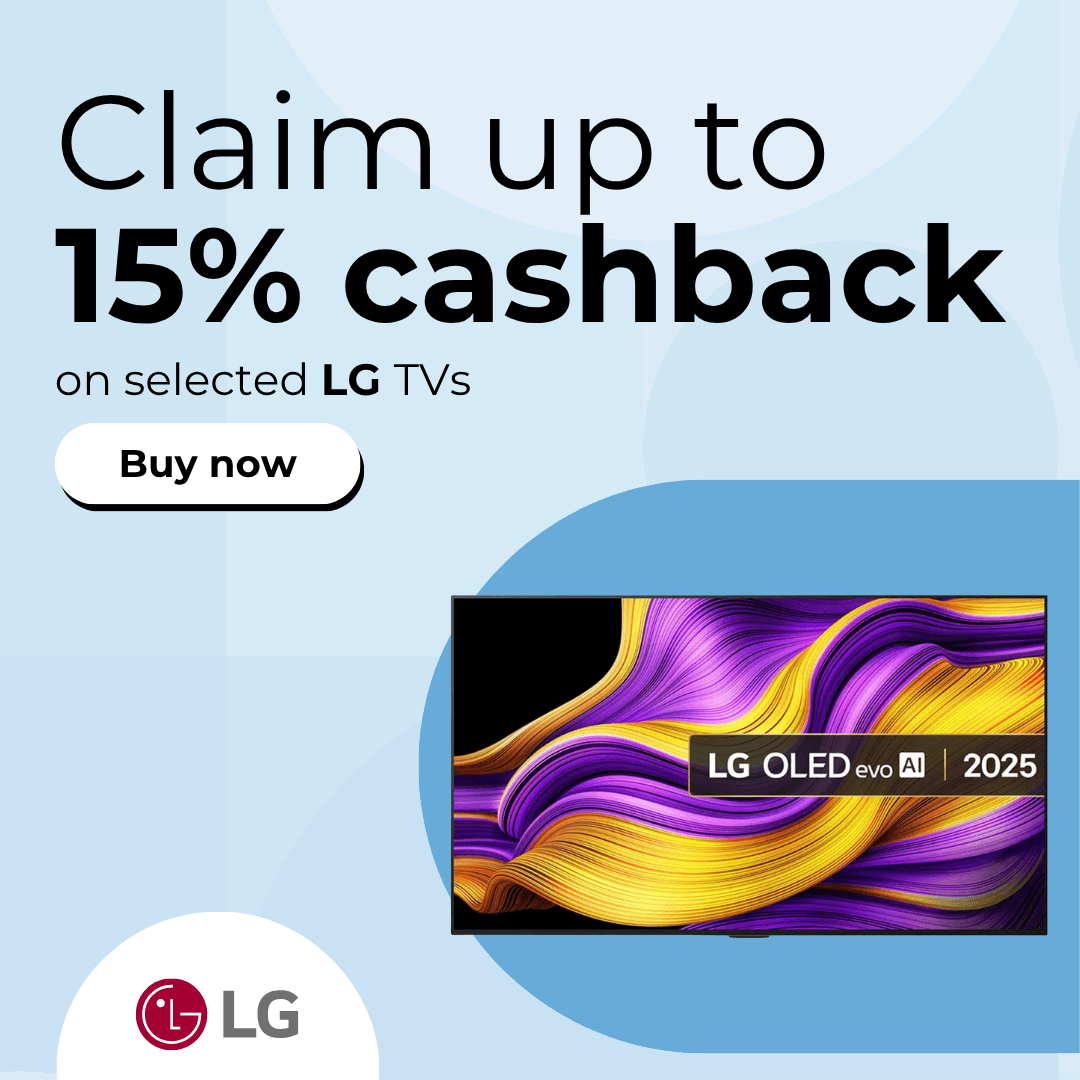 Claim up to 15% cashback on selected LG TVs
